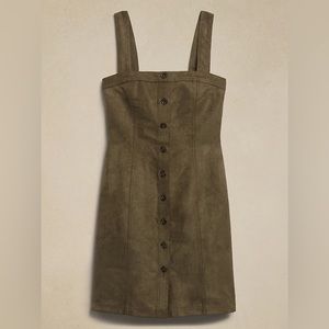 NWT Banana Republic Olive Green Faux Suede Buttoned Dress - 0P